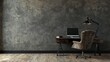 © Juan - Minimalist home office setup with a concrete wall