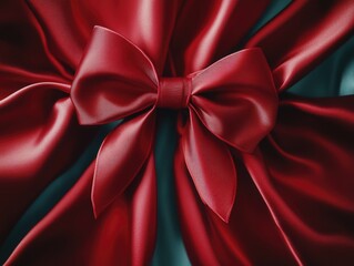 Wall Mural - Red velvet bow on gift