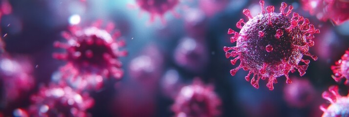 Poster - Respiratory virus infection depicted in 3d illustration highlighting dangerous lung disease and medical implications. Generative AI