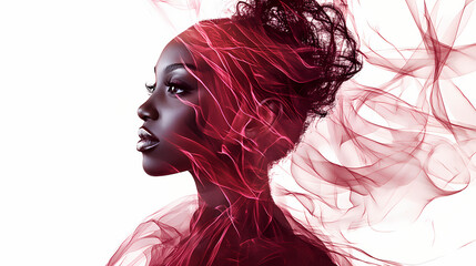 Wall Mural - Generative ai image of elegant african fashion model with ethereal details. Movement and Flow. Illustration