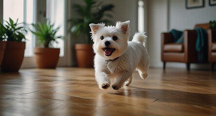 Wall Mural - running puppies in the room