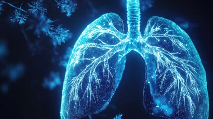 Poster - Understanding respiratory virus infections through a 3D illustration of dangerous lung disease. Generative AI