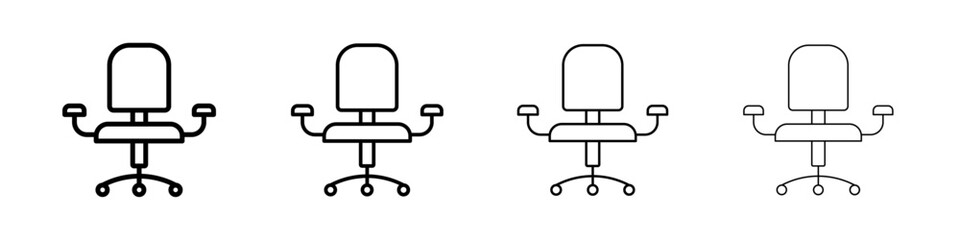 Wall Mural - Office chair icon Outline sign symbol set