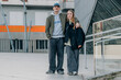 © carballo - couple of boy and girl on the street outdoors hugging