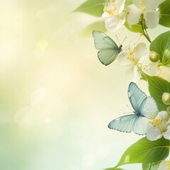 Poster - Beautiful butterflies resting on delicate flowers in a serene garden setting during springtime. Generative AI