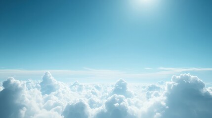 Aufkleber - Bright blue sky with fluffy clouds floating under warm sunlight during midday. Generative AI