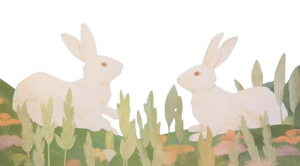 Wall Mural - PNG Rabbits craft collage art painting animal.