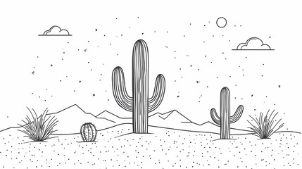 Wall Mural - line art cactus. simple geometric cactus design, minimalist, modern style, great for decor or brandi