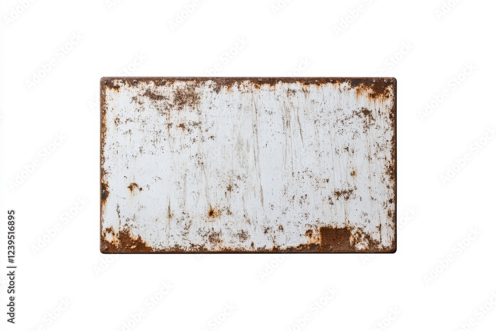 Sign Rusted Material Rectangular rusty metal sign with weathered texture on white background ...