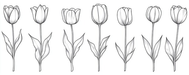 Wall Mural - Large bouquet continuous line art. Minimalist sketch, great for invitations, Instagram story designs, and highlight icons