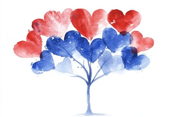 Wall Mural - A painting in watercolor of a tree in the shape of a heart, signifying love