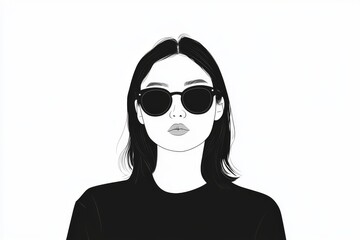 A minimal, isolated illustration of a female character with augmented reality glasses, representing the gaming industry and geolocation through mobile technology, depicted in a single continuous line