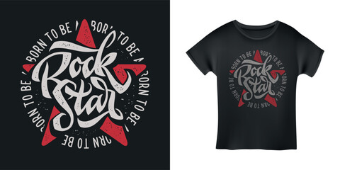 Wall Mural - rockstar word t-shirt design typography. creative hand drawn lettering art. rock related text. vecto