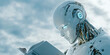 © IndigoElf - The robot is reading a book. Creative 3d concept ai-driven content automation and knowledge acquisition
