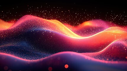 Wall Mural - abstract glowing waves with sparkling particles
