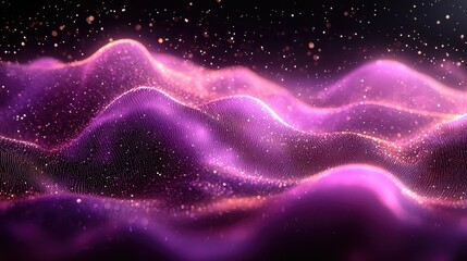 Wall Mural - abstract purple glittering wave particle background