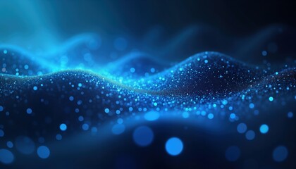 Aufkleber - Abstract digital background with glowing blue light rays, particles. Dark blue surface with sparkling light effects. Dynamic pattern of light, motion. Abstract design with sense of space, technology.