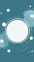 Poster - Design featuring a circular shape with abstract splatters and circles on a teal background in a creative digital workspace. Generative AI