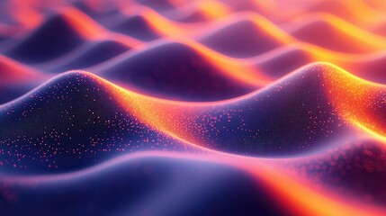 Wall Mural - abstract wavy surface with glowing particles