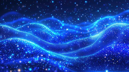 Wall Mural - abstract blue wavy particle background design