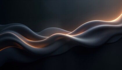 Poster - Abstract dynamic wave design in grey, black. Modern tech background with glowing light effects. Futuristic, trendy. Suitable for presentations landing pages. Decorative, elegant. Smooth flow. High