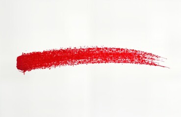 Poster - Red crayon stroke on white background. Abstract art design element. Vivid color. Hand drawn mark. Simple graphic design. Creative art piece. Brush stroke. Wax crayon. High quality image. Suitable for