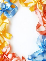 Poster - Colorful ribbons arranged in a decorative frame suitable for celebrations and special occasions. Generative AI