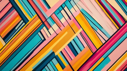 Poster - Colorful Abstract Geometric Pattern with Diagonal Lines and Vibrant Hues