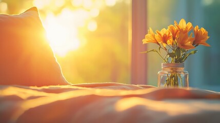 Poster - A cozy and inviting bedroom bathed in natural light.