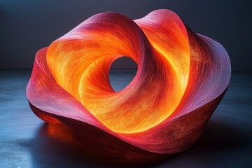 Spiral vortex light art installation with geometric patterns