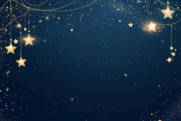 Wall Mural -  navy shimmering stars