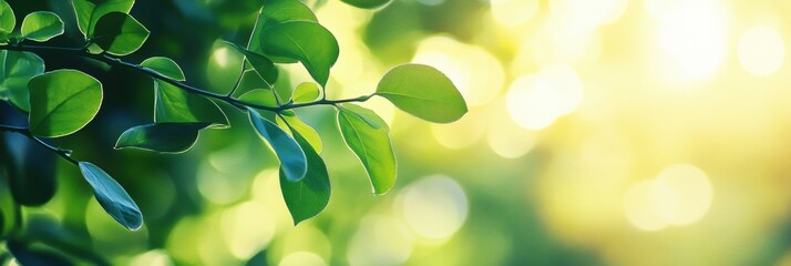 Aufkleber - Green leaves shimmering in sunlight create a tranquil atmosphere in a forest during the afternoon hours. Generative AI