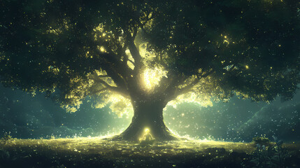 glowing ethereal embryo large tree