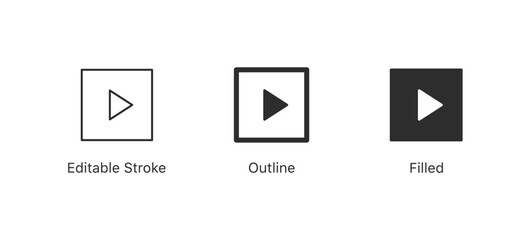 Leinwandbilder - playlist icon . Play icon . play button, play video audio icon media player symbols in flat style ( editable stroke, outline, solid vector icons )	