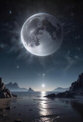 Wall Mural - Celestial canvas with twinkling stars and a silvery moon glow,  astronomy,  night sky,  cosmos