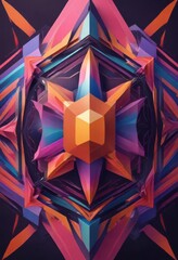 Wall Mural - Colorful geometric shape vector element with symmetrical design ,  geometry,  color, shape