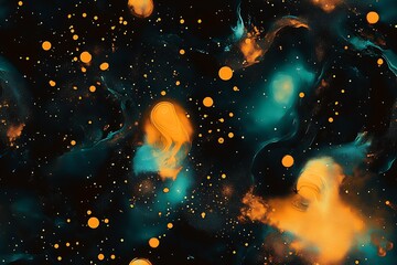 Aufkleber - Dynamic cosmic artwork showcasing vibrant colors and swirling celestial elements in a dark atmosphere : Generative AI