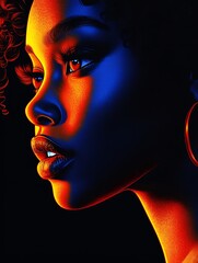 Aufkleber - Striking artistic representation of a woman's profile in vibrant colors emphasizing beauty and features : Generative AI