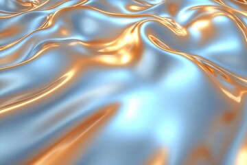 Aufkleber - Elegant Flowing Blue and Gold Fabric Highlighting Gleaming Textures and Tones : Generative AI