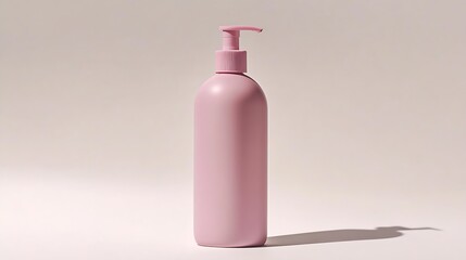 Aufkleber - Chic Pink Lotion Bottle Standing Against Minimalist Background for Beauty Products : Generative AI