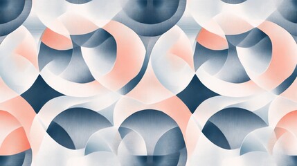 Poster - Abstract seamless pattern with overlapping curved shapes in pink white and blue