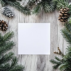 Leinwandbilder - Blank space surrounded by pine branches and cones for winter holiday messages and seasonal greetings. Generative AI