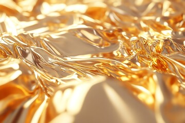 Fototapete - Rich Golden Fluid Surface Glimmering Under Soft Light Creating an Artistic Delight : Generative AI