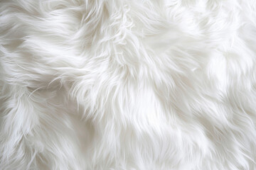 Wall Mural - Luxurious thick white fur texture with gentle waves and plush appearance