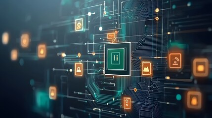 Leinwandbilder - Dark Futuristic Digital Interface Showcasing Advanced Technology for Secure ID Verification and Document Authentication Processes  Cutting Edge Cybersecurity Concept for the Digital Future