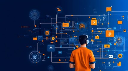 Aufkleber - Digital Identity Authentication Process with Fingerprint Scanning and Icons Depicting Advanced Technology Cybersecurity and Digital Transformation Concepts