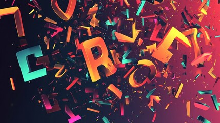 Wall Mural - Abstract 3D Colorful Letter Explosion