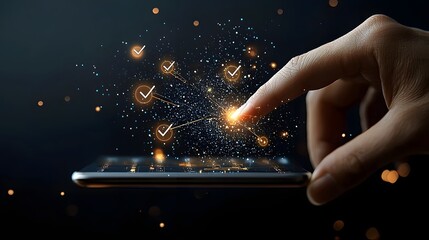 Fototapete - Dynamic Rating System Interface with Finger Interaction in Real Time for Feedback Analytics and Performance Monitoring