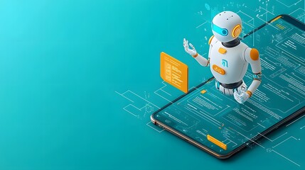 Fototapete - Futuristic AI powered chatbot concept for automated business processes enterprise software solutions and digital transformation  Streamlining and communication through intelligent technology