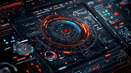 Leinwandbilder - Futuristic digital banking interface showcasing a sophisticated fraud risk analysis dashboard with real time data visualizations security metrics